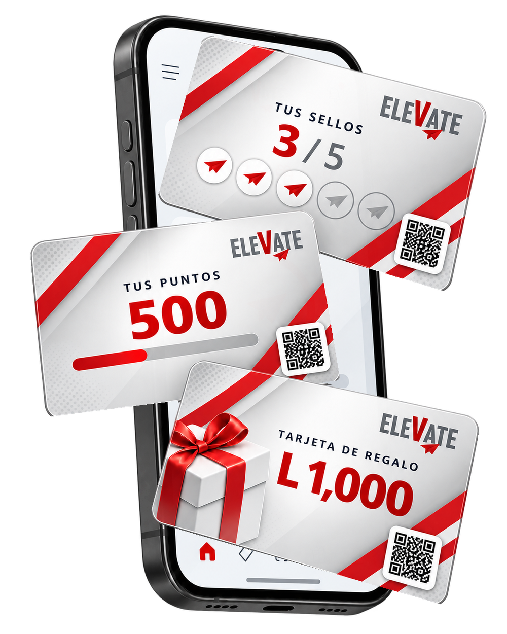 Tarjetas de sellos, puntos y gift card en el teléfono